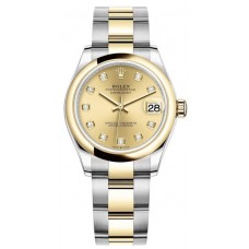 Replica Rolex Datejust 31 and Yellow Gold Champagne Diamond Dial Women‘s Watch M278243-0025