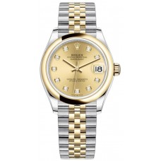 Replica Rolex Datejust 31 and Yellow Gold Champagne Diamond Dial Women‘s Watch M278243-0026