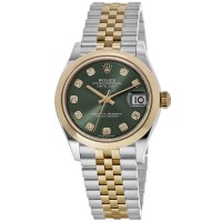 Replica Rolex Datejust 31 and Yellow Gold Olive Green Diamond Dial Women‘s Watch M278243-0030