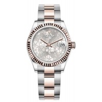 Replica Rolex Datejust 31 and Rose Gold Silver Floral-Motif Diamond Dial Women‘s Watch M278271-0031