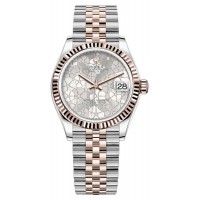 Replica Rolex Datejust 31 and Rose Gold Silver Floral-Motif Diamond Dial Women‘s Watch M278271-0032