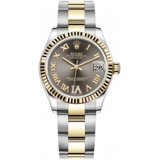 Replica Rolex Datejust 31 and Yellow Gold Dark Grey Roman Diamond Dial Women‘s Watch M278273-0017