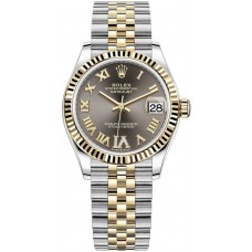 Replica Rolex Datejust 31 and Yellow Gold Grey Pave Roman Dial Women‘s Watch M278273-0018