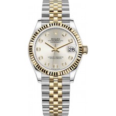 Replica Rolex Datejust 31 and Yellow Gold Silver Diamond Dial Women‘s Watch M278273-0020