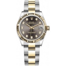 Replica Rolex Datejust 31 and Yellow Gold Dark Grey Diamond Dial Women‘s Watch M278273-0021