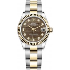 Replica Rolex Datejust 31 and Yellow Gold Black Mother-of-Pearl Diamond Dial Women‘s Watch m278273-0023