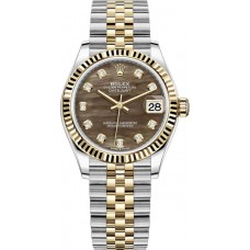 Replica Rolex Datejust 31 and Yellow Gold Black Mother of Pearl Diamond Dial Women‘s Watch M278273-0024