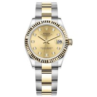 Replica Rolex Datejust 31 and Yellow Gold Champagne Diamond Dial Women‘s Watch M278273-0025