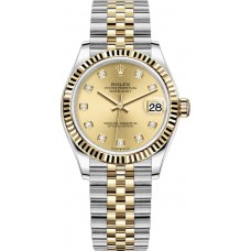 Replica Rolex Datejust 31 and Yellow Gold Champagne Diamond Dial Women‘s Watch M278273-0026