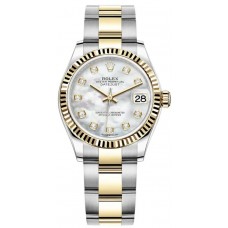 Replica Rolex Datejust 31 and Yellow Gold Mother-of-Pearl Diamond Dial Women‘s Watch M278273-0027