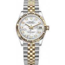 Replica Rolex Datejust 31 and Yellow Gold Mother of Pearl Diamond Dial Women‘s Watch M278273-0028