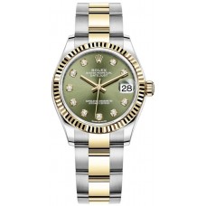 Replica Rolex Datejust 31 and Yellow Gold Olive Green Diamond Dial Women‘s Watch M278273-0029