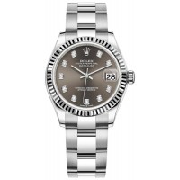 Replica Rolex Datejust 31 and White Gold Dark Grey Diamond Dial Women‘s Watch M278274-0007