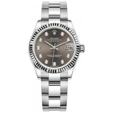 Replica Rolex Datejust 31 and White Gold Dark Grey Diamond Dial Women‘s Watch M278274-0007