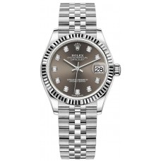 Replica Rolex Datejust 31 and White Gold Dark Grey Diamond Dial Women‘s Watch m278274-0008