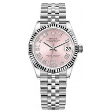 Replica Rolex Datejust 31 and White Gold Pink Roman Diamond Dial Women‘s Watch M278274-0024