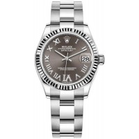 Replica Rolex Datejust 31 and White Gold Dark Grey Roman Diamond Dial Women‘s Watch M278274-0027