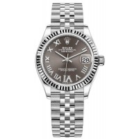 Replica Rolex Datejust 31 and White Gold Dark Grey Roman Diamond Dial Women‘s Watch M278274-0028