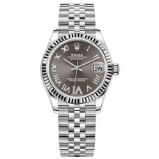 Replica Rolex Datejust 31 and White Gold Dark Grey Roman Diamond Dial Women‘s Watch M278274-0028