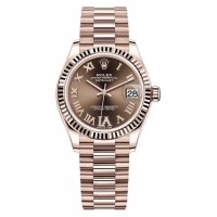 Replica Rolex Datejust 31 Everose Gold Chocolate Diamond Pave Roman Dial Women‘s Watch M278275-0025