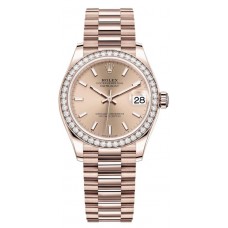 Replica Rolex Datejust 31 Everose Gold Rose Dial Diamond Bezel Women‘s Watch M278285RBR-0018