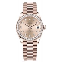 Replica Rolex Datejust 31 Everose Gold Rose Diamond Dial Diamond Bezel Women‘s Watch M278285RBR-0025