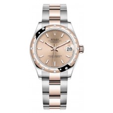 Replica Rolex Datejust 31 and Rose Gold Rose Dial Domed Diamond Bezel Women‘s Watch M278341RBR-0009