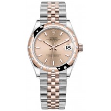 Replica Rolex Datejust 31 and Rose Gold Rose Dial Domed Diamond Bezel Women‘s Watch M278341RBR-0010