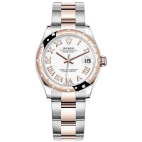 Replica Rolex Datejust 31 and Rose Gold Silver Diamond Dial Domed Diamond Bezel Women‘s Watch M278341RBR-0015