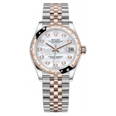 Replica Rolex Datejust 31 and Rose Gold Mother-of-Pearl Diamond Dial Domed Diamond Bezel Women‘s Watch M278341RBR-0026