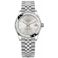 Replica Rolex Datejust 31 and White Gold Mint Green Dial Domed Diamond Bezel Women‘s Watch M278344RBR-0014