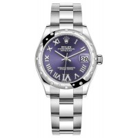 Replica Rolex Datejust 31 and White Gold Aubergine Pave Roman Dial Domed Diamond Bezel Women‘s Watch M278344RBR-0027