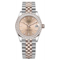 Replica Rolex Datejust 31 and Rose Gold Rose Dial Diamond Bezel Women‘s Watch M278381RBR-0010