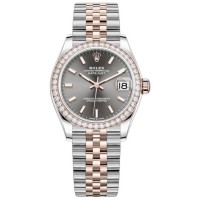 Replica Rolex Datejust 31 and Rose Gold Slate Dial Diamond Bezel Women‘s Watch M278381RBR-0018