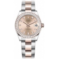 Replica Rolex Datejust 31 and Rose Gold Rose Diamond Dial Diamond Bezel Women‘s Watch M278381RBR-0023