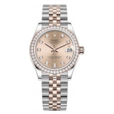 Replica Rolex Datejust 31 and Rose Gold Rose Diamond Dial Diamond Bezel Women‘s Watch M278381RBR-0024