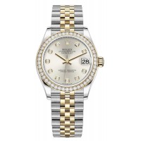 Replica Rolex Datejust 31 and Yellow Gold Silver Diamond Dial Diamond Bezel Women‘s Watch M278383RBR-0020