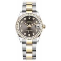 Replica Rolex Datejust 31 and Yellow Gold Dark Grey Diamond Dial Diamond Bezel Women‘s Watch M278383RBR-0021