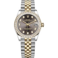 Replica Rolex Datejust 31 and Yellow Gold Dark Grey Diamond Dial Diamond Bezel Women‘s Watch M278383RBR-0022