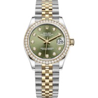 Replica Rolex Datejust 31 and Yellow Gold Olive Green Diamond Dial Diamond Bezel Women‘s Watch M278383RBR-0030