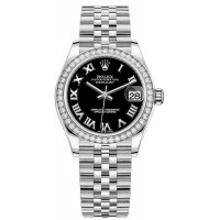 Replica Rolex Datejust 31 and White Gold Black Roman Dial Diamond Bezel Women‘s Watch M278384RBR-0002