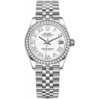 Replica Rolex Datejust 31 and White Gold White Roman Dial Diamond Bezel Women‘s Watch M278384RBR-0014