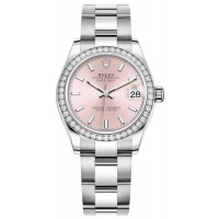 Replica Rolex Datejust 31 and White Gold Pink Dial Diamond Bezel Women‘s Watch M278384RBR-0017