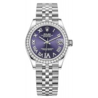 Replica Rolex Datejust 31 and White Gold Aubergine Pave Roman Dial Domed Diamond Bezel Women‘s Watch M278384RBR-0030