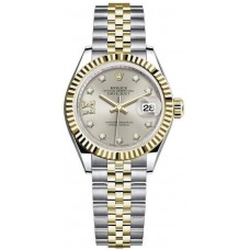 Replica Rolex Lady-Datejust 28 and Yellow Gold Silver Star Diamond Dial Women‘s Watch M279173-0003