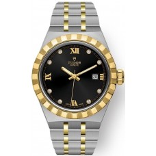 Replica Tudor Royal Black Diamond Dial and Yellow Gold Unisex Watch M28303-0005