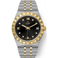 Replica Tudor Royal Black Diamond Dial and Yellow Gold Unisex Watch M28403-0005