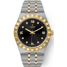 Replica Tudor Royal Black Diamond Dial and Yellow Gold Unisex Watch M28403-0005