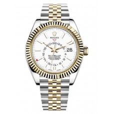 Replica Rolex Sky-Dweller White Dial Yellow Gold &Steel Jubilee Bracelet Men‘s Watch M326933-0010-SD