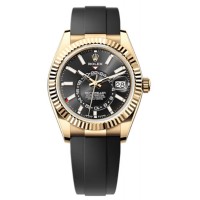 Replica Rolex Sky-Dweller Yellow Gold Black Dial Oysterflex Men‘s Watch M336238-0002